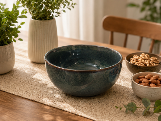 Slate Blue Reactive Glaze Ceramic Bowl
