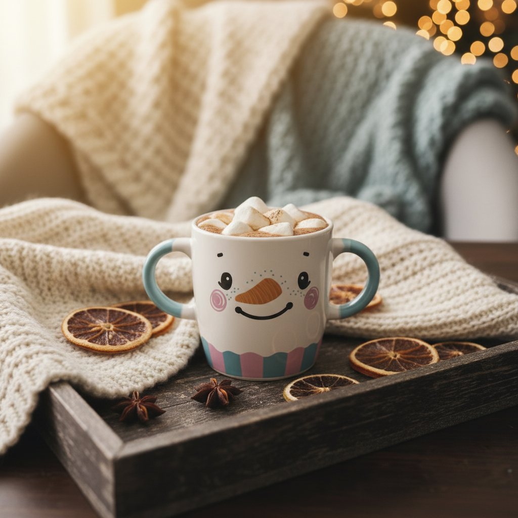 Snowman Mug - Rustic Tray