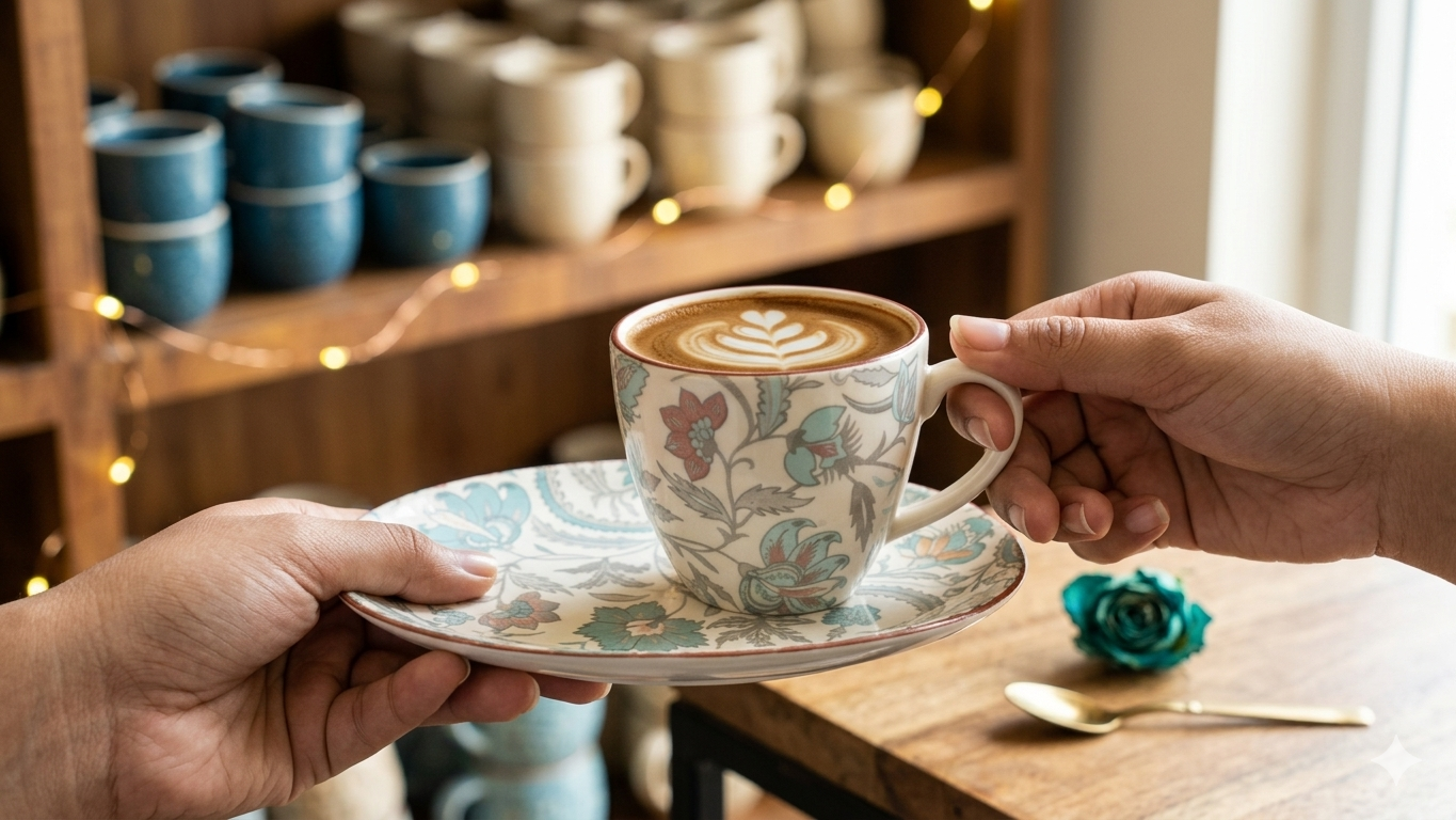 Pastel Floral Ceramic Cup & Saucer Set