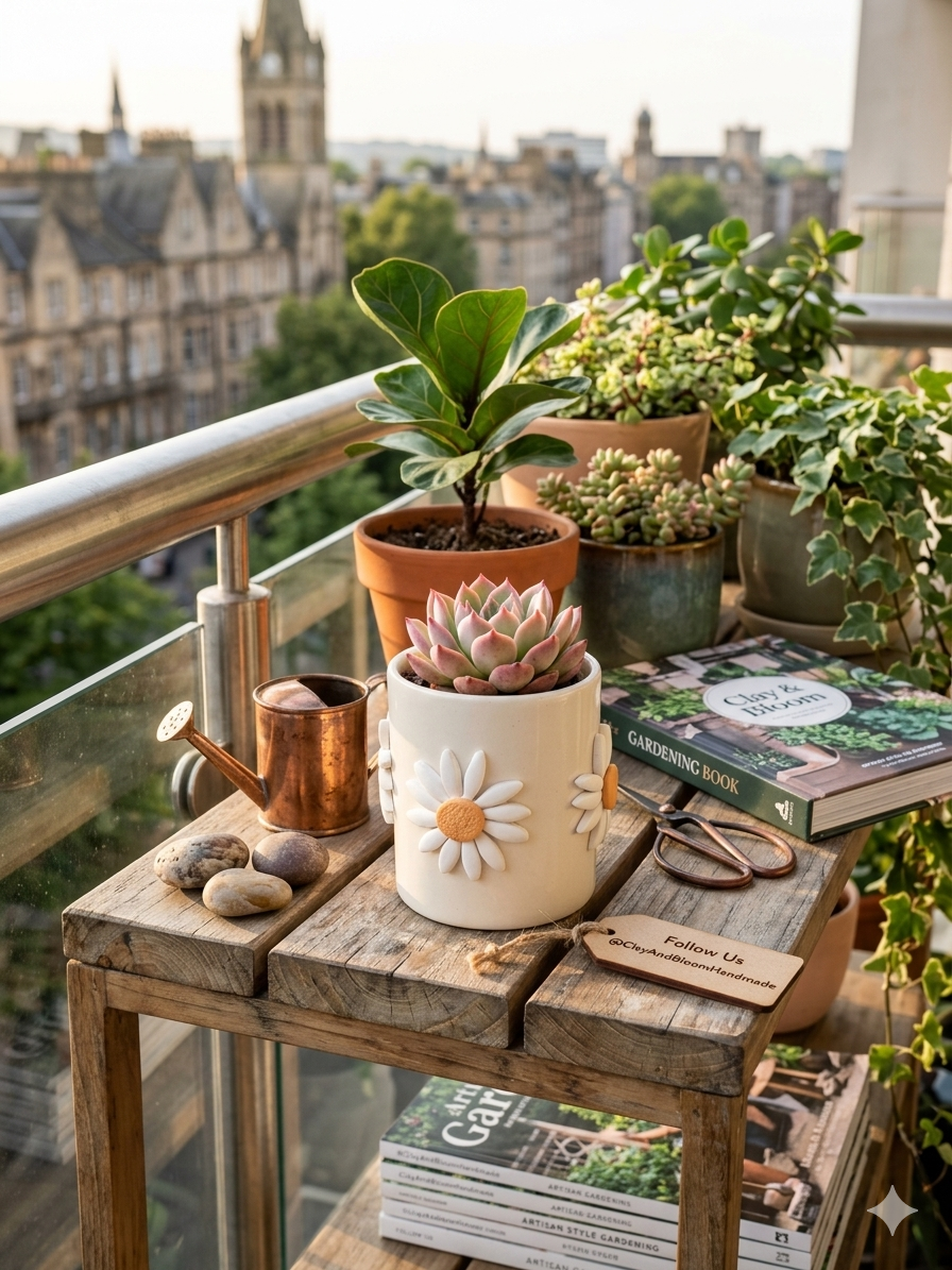 White Daisy Garden Succulent Planter