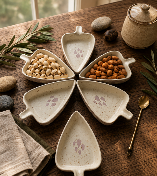 Leaf-Shaped Ceramic Snack Dish Set of 6