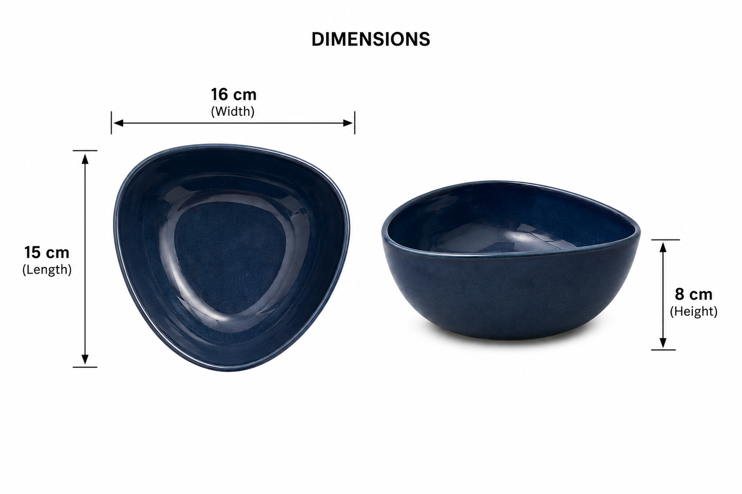 Deep Blue Organic Shape Ceramic Salad Bowl