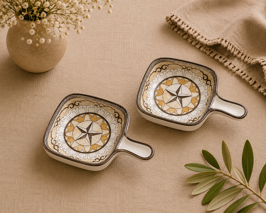 Medallion Square Ceramic Dip Bowl