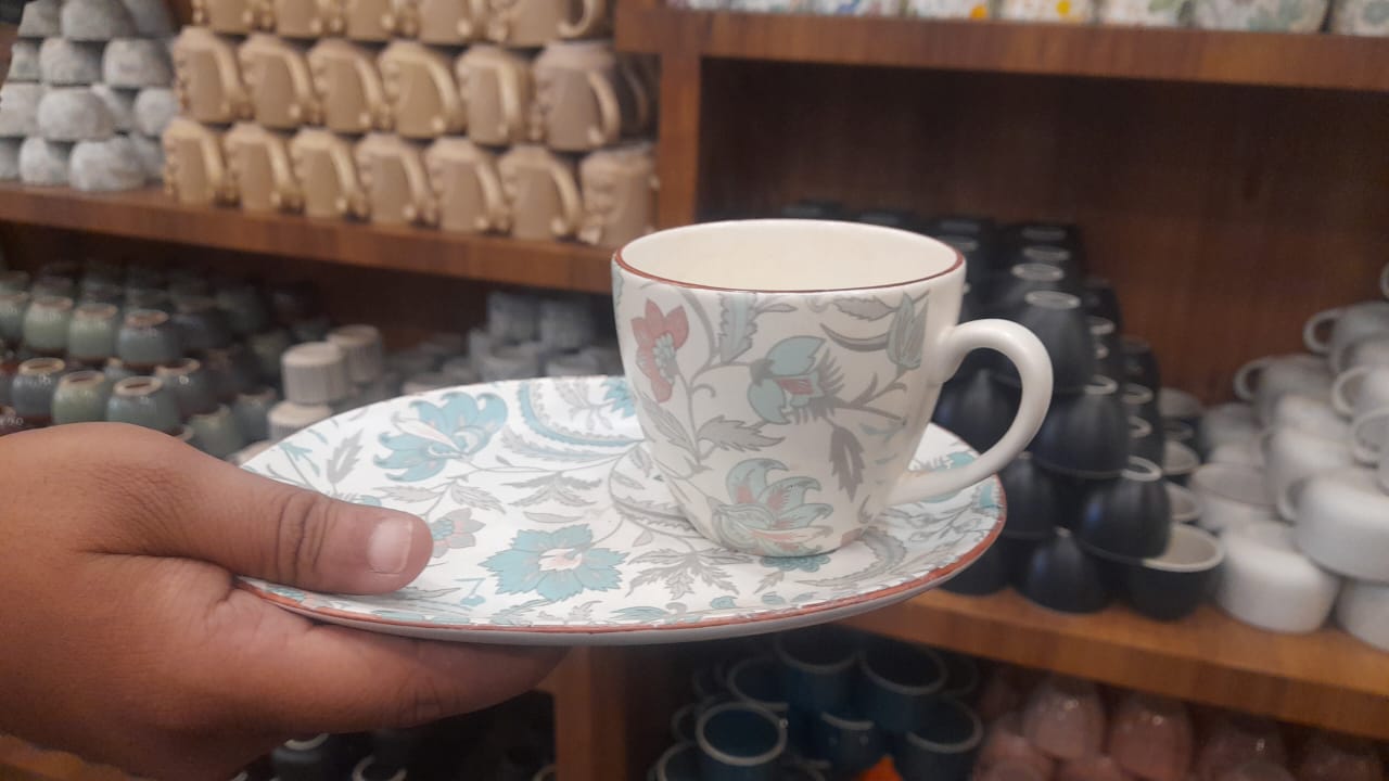 Pastel Floral Ceramic Cup & Saucer Set