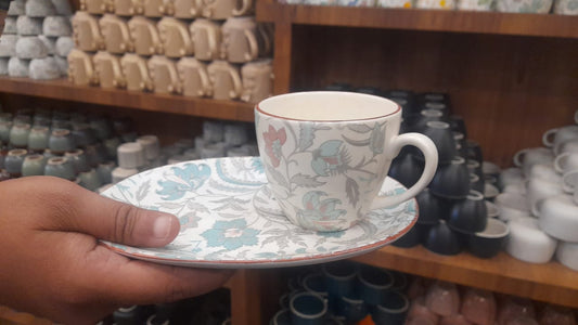 Pastel Floral Ceramic Cup & Saucer Set