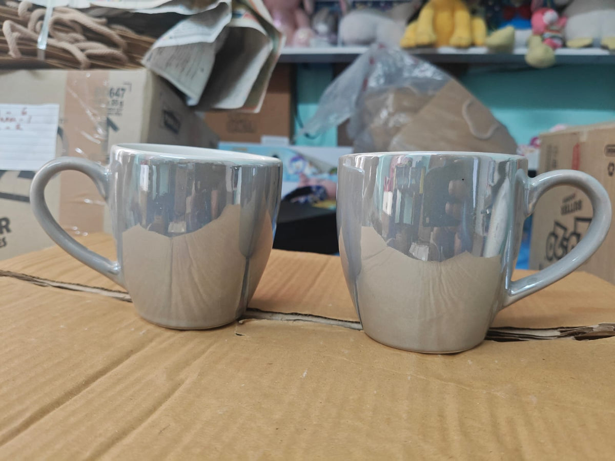 Silver glaze ceramic mugs set of 6 - original product photo