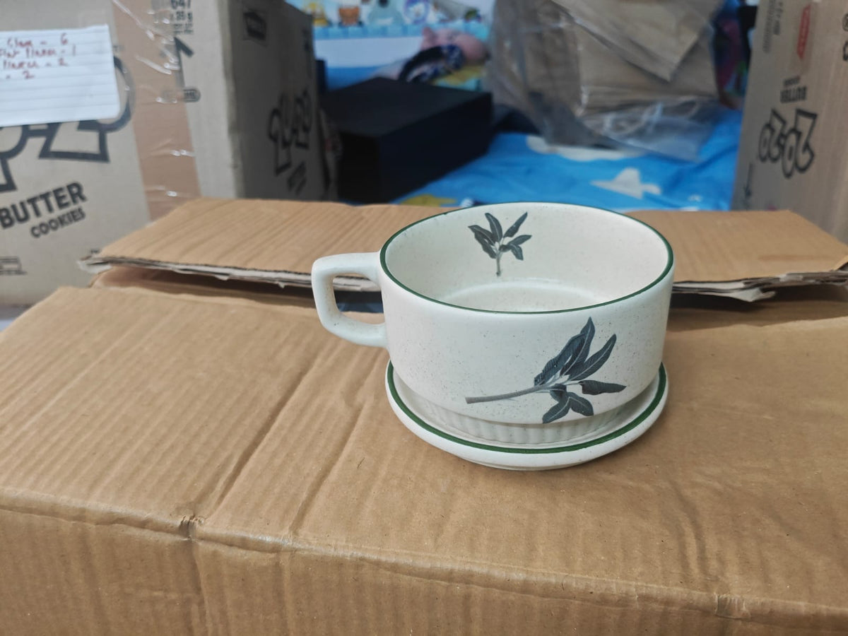 Botanical ceramic soup bowl with lid - original product photo