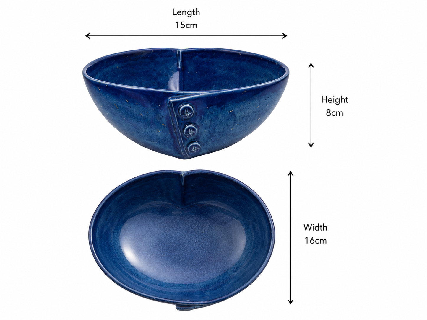 Navy Blue Button Detail Ceramic Snack Bowl