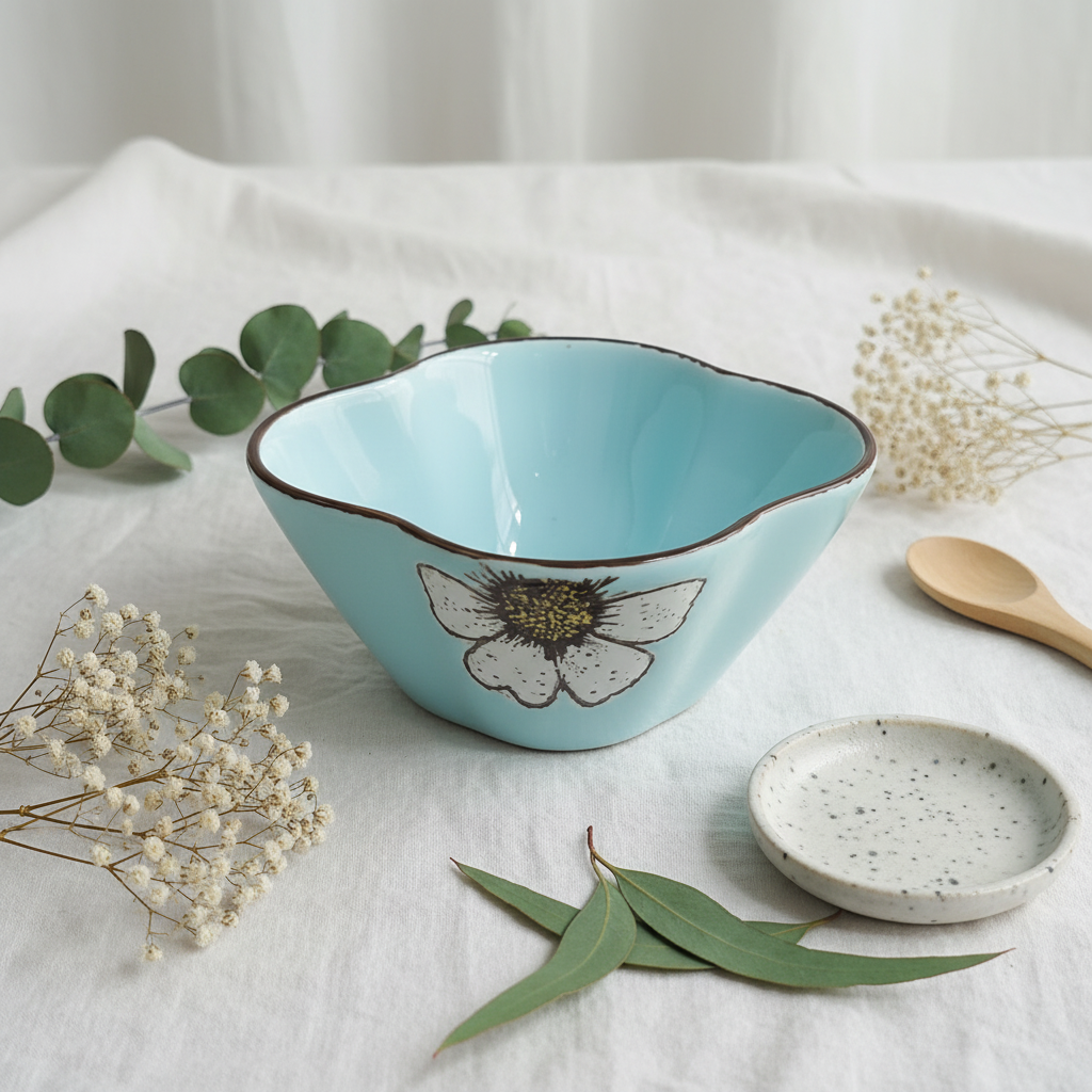 Handcrafted Floral Dessert Bowl — Set of 6