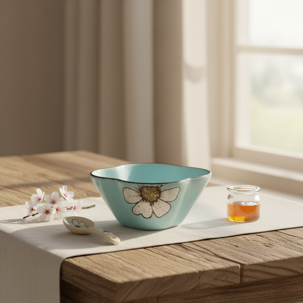 Sky Blue Floral Dessert Bowl — window and linen lifestyle