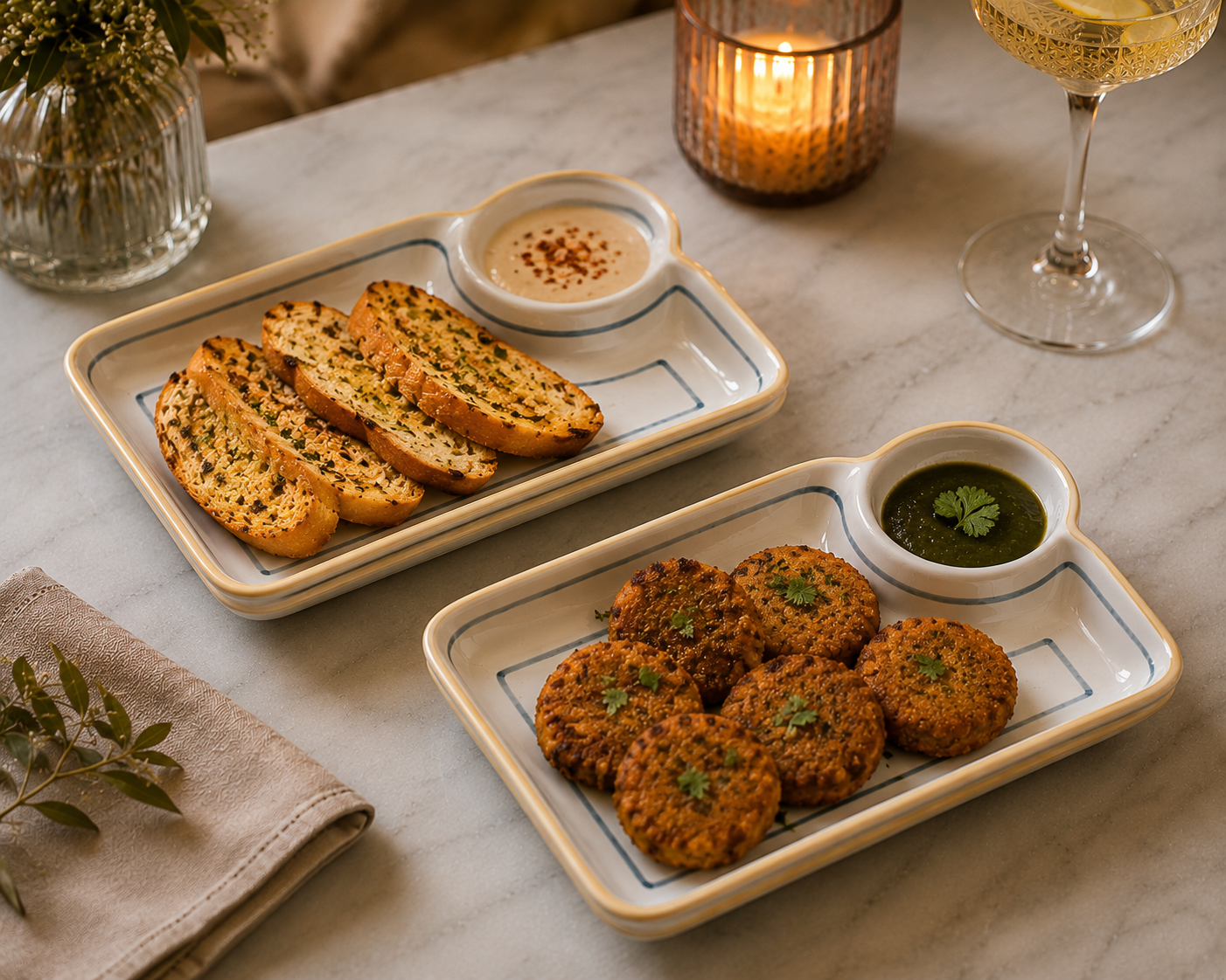 Artisan Ceramic Platter with Dip Bowl